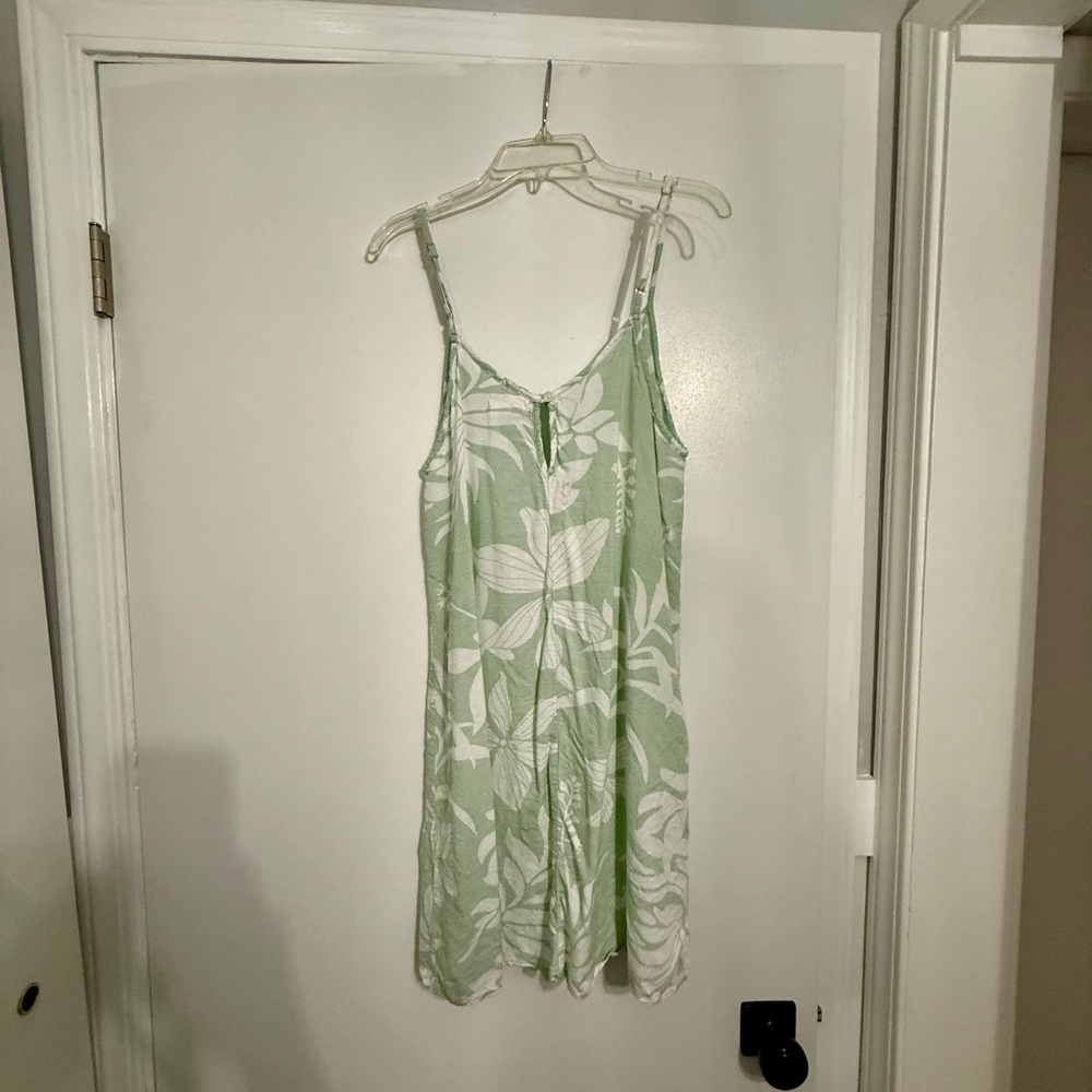 Green and White Surf Sun Ocean Floral Dress